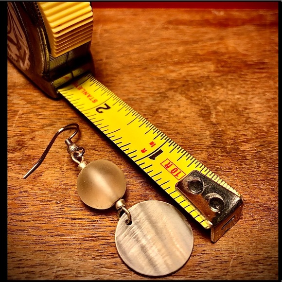 Handmade Glass & Shell Drop Earrings - Picture 3 of 3